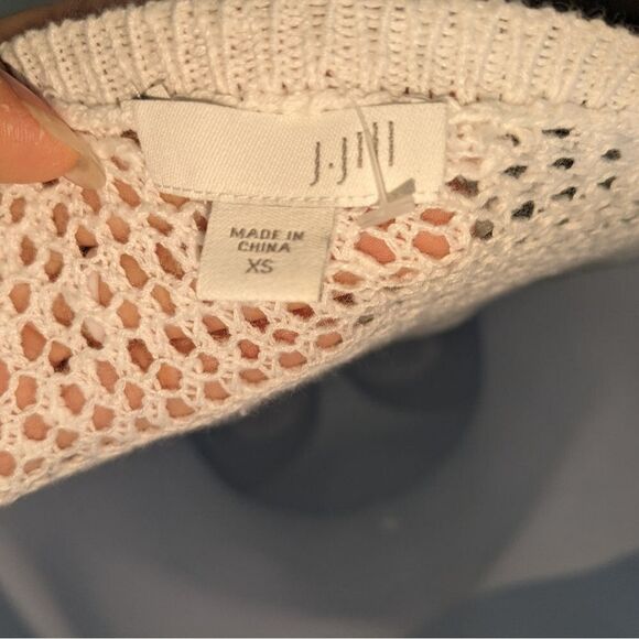 J Jill White Mesh Crochet Sweater Top Cotton Blend Pullover Cover Up Size XS - Picture 3 of 3